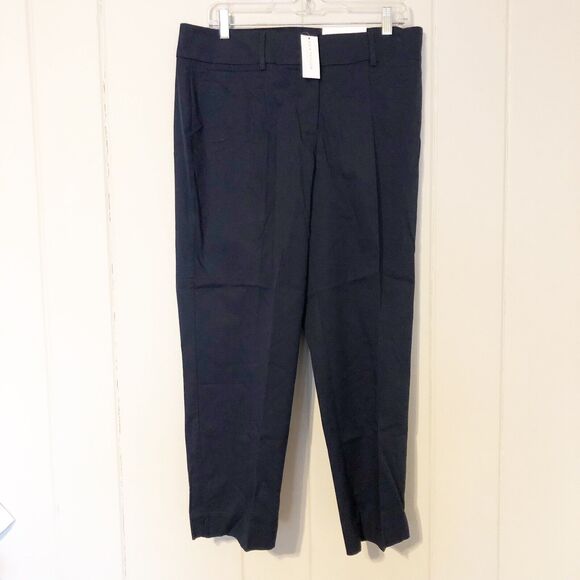 Ann Taylor Factory 10 Navy Blue Pants Curvy Crop Length Flat Front Stretch NWT - Picture 1 of 10
